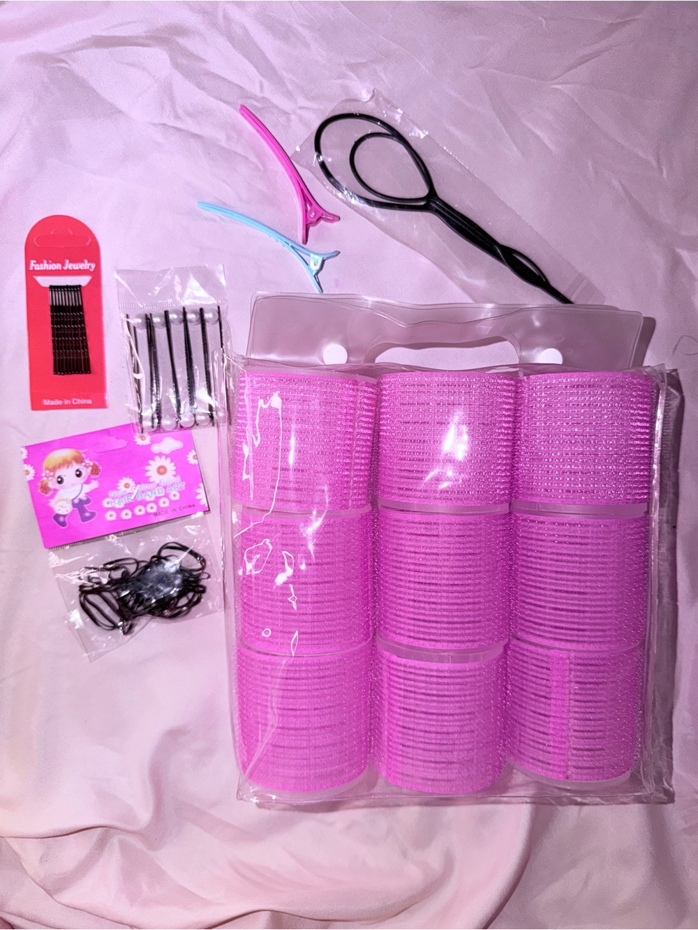 Pink Hair Rollers & Styling Kit